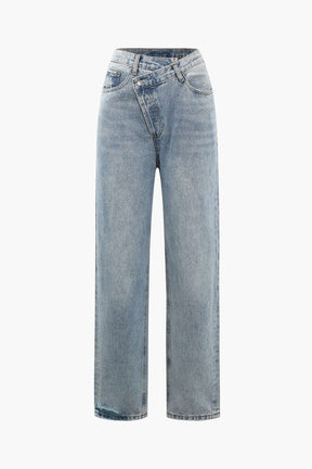 Sophie - Trendy High-Waist Jeans met Asymmetrische Sluiting