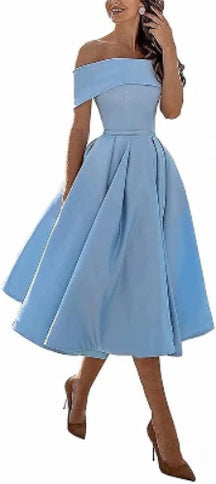Aurelia - Elegante Off-Shoulder Cocktailjurk met Uitlopende Rok