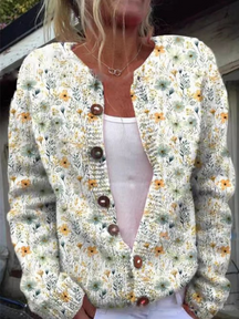 Dames Gebreide Vest Met Bloemenpatroon | Casual Elegantie