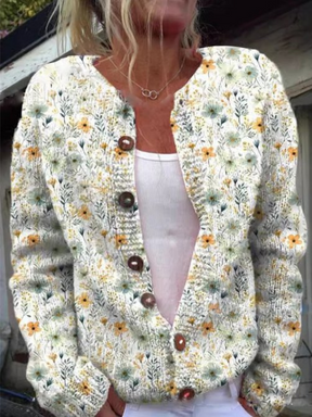 Dames Gebreide Vest Met Bloemenpatroon | Casual Elegantie