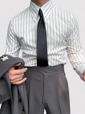 Luca - Stijlvol Gestreept Slim Fit Overhemd met Button-Down Kraag