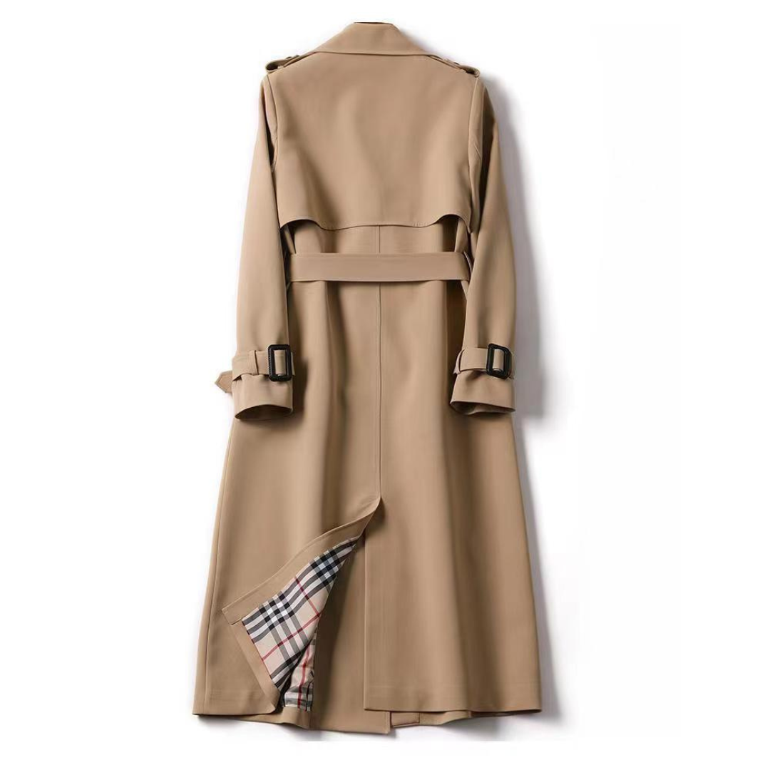 Dames Lange Winter Trenchcoat | Dubbelgeknoopte Mantel met Ceintuur