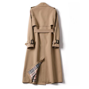 Dames Lange Winter Trenchcoat | Dubbelgeknoopte Mantel met Ceintuur