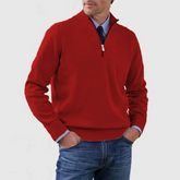 Heren Gebreide Pullover met Opstaande Kraag en Halve Rits | Warm & Rekbaar