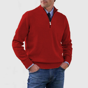 Heren Gebreide Pullover met Opstaande Kraag en Halve Rits | Warm & Rekbaar