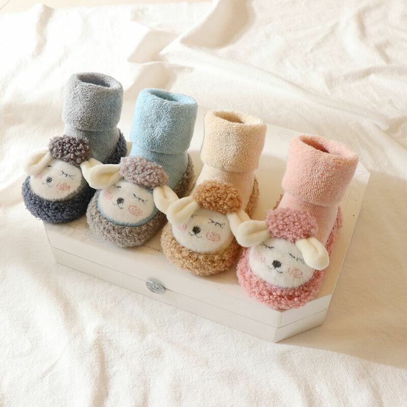 BunnyFeet - Warme Babyslofjes met Schattig Dierenontwerp en Antislip Zolen