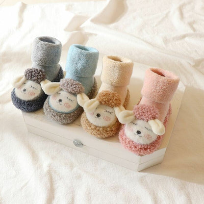 BunnyFeet - Warme Babyslofjes met Schattig Dierenontwerp en Antislip Zolen