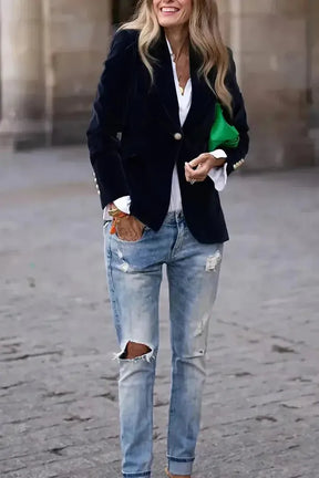 Dames Stijlvolle Blazer Met Gouden Knopen | Stijl en comfort