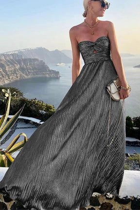 Lotte - Elegant Strapless Metallic Maxi Avondjurk