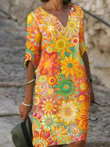 Isabelle - Boho Casual Tuniek Jurk met Speels Bloemenpatroon