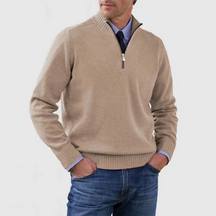 Heren Gebreide Pullover met Opstaande Kraag en Halve Rits | Warm & Rekbaar