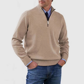 Heren Gebreide Pullover met Opstaande Kraag en Halve Rits | Warm & Rekbaar