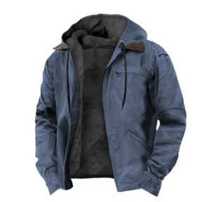 Heren Dikke Gevoerde Winterjas met Capuchon | Comfortabele Warme Jas met Rits