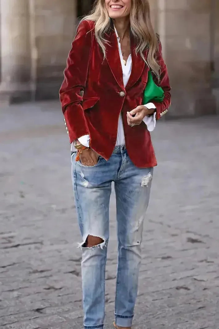 Dames Stijlvolle Blazer Met Gouden Knopen | Stijl en comfort
