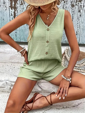 Gigi - Set van Short en Tanktop in Geweven Katoen, Licht en Comfortabel