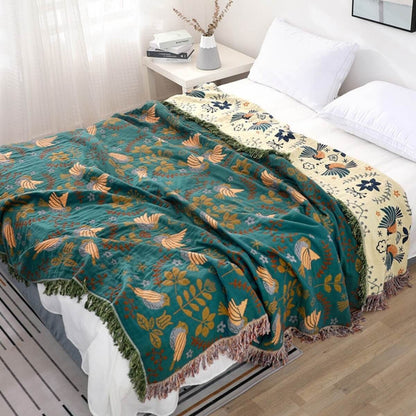 FloralFleece - Bohemian Deken met Vintage Bloemenpatroon