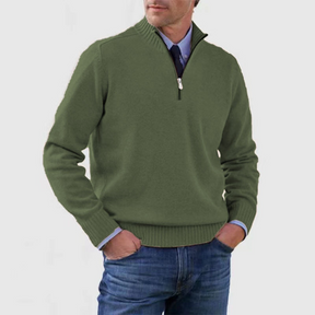 Heren Gebreide Pullover met Opstaande Kraag en Halve Rits | Warm & Rekbaar