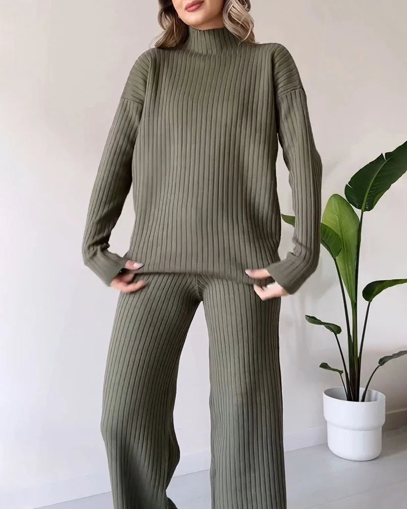 Dames Relaxte Chique Tweedelige Set | Comfortabele Gebreide Outfit