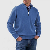 Heren Gebreide Pullover met Opstaande Kraag en Halve Rits | Warm & Rekbaar