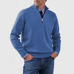 Heren Gebreide Pullover met Opstaande Kraag en Halve Rits | Warm & Rekbaar