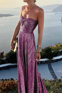 Lotte - Elegant Strapless Metallic Maxi Avondjurk