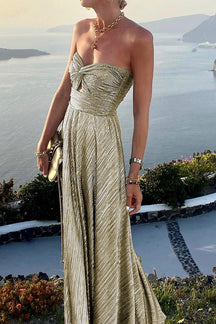 Lotte - Elegant Strapless Metallic Maxi Avondjurk