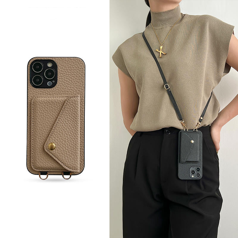 LuxSling - Premium Leren Crossbody iPhone Hoes met Kaartvak