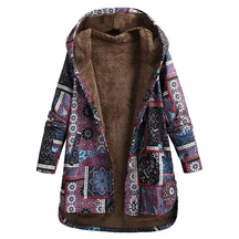 Dames Boho Jas met Capuchon | Warme Kleurrijke Patchwork Winterjas