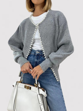 Luna - Elegante Gebreide Cardigan met Parels
