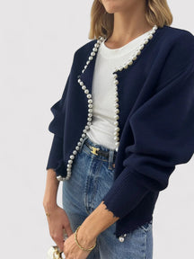 Luna - Elegante Gebreide Cardigan met Parels