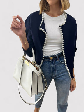 Luna - Elegante Gebreide Cardigan met Parels
