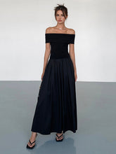 Elena - Elegante Off-Shoulder Maxi Jurk met Plooirok