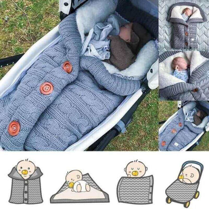 CozyNest - Gebreide Baby Wikkeldeken met Knoopsluiting