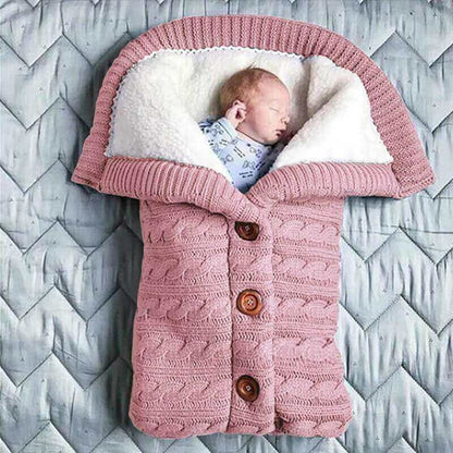 CozyNest - Gebreide Baby Wikkeldeken met Knoopsluiting