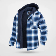 Heren Warme Gewatteerde Geruite Winterjas met Capuchon | Stijlvol Overshirt