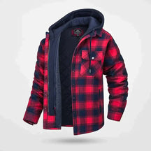 Heren Warme Gewatteerde Geruite Winterjas met Capuchon | Stijlvol Overshirt