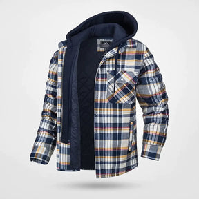 Heren Warme Gewatteerde Geruite Winterjas met Capuchon | Stijlvol Overshirt