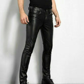 Max - Heren Slim-Fit Leren Broek