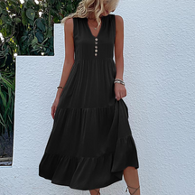 Sophie - Elegante Zomerjurk met Knopen en Ruches