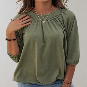 Sophie - Elegante Blouse met Ronde Hals en Pofmouwen