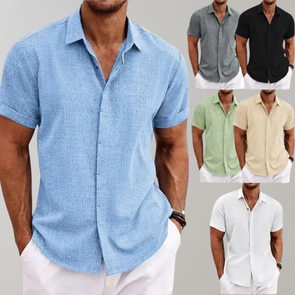 LuxeFit - Effen gekleurd casual overhemd