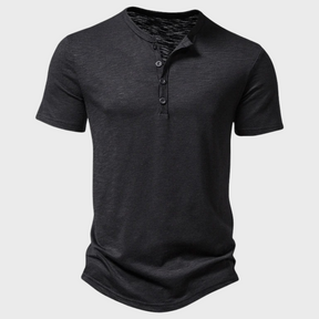 Léo - Elegant En Comfortabel Henley-T-Shirt, Getailleerde Snit