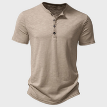 Léo - Elegant En Comfortabel Henley-T-Shirt, Getailleerde Snit