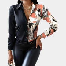Lena - Chic Blouse met Geometrische print, Elegant en Modern