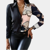Lena - Chic Blouse met Geometrische print, Elegant en Modern