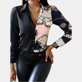 Lena - Chic Blouse met Geometrische print, Elegant en Modern