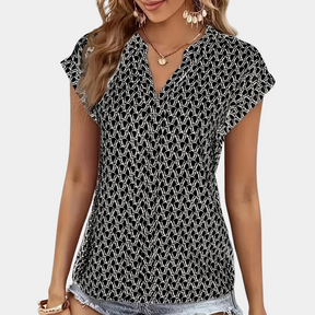 Nora - Modieuze Blouse met Print en V-Hals