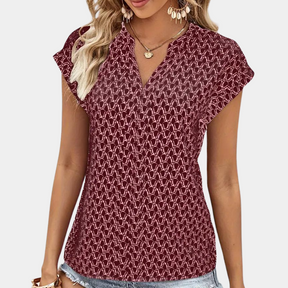 Nora - Modieuze Blouse met Print en V-Hals