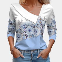 Renate - Vloeiende Blouse Met Asymmetrische Kraag En Fonkelende Motieven