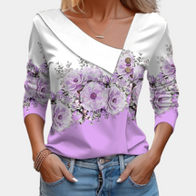 Renate - Vloeiende Blouse Met Asymmetrische Kraag En Fonkelende Motieven